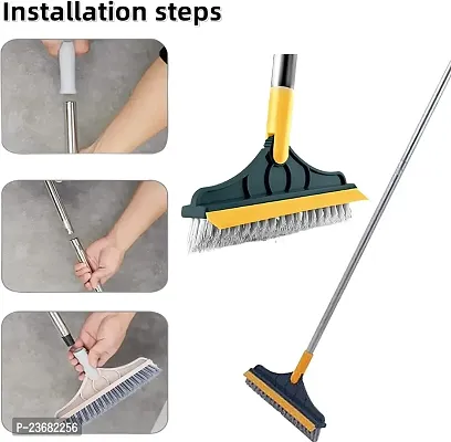 nbsp;2-in-1 Bathroom Cleaning Brush with Floor Scrubber  Wiper 120deg; Rotating Head Long Handle Perfect for Cleaning Hard Floors, Tiles, Bathtubs  Swimming Pools Ideal Cleansing Tool-thumb0