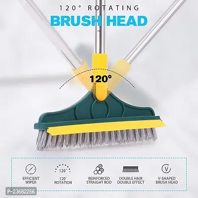nbsp;2-in-1 Bathroom Cleaning Brush with Floor Scrubber  Wiper 120deg; Rotating Head Long Handle Perfect for Cleaning Hard Floors, Tiles, Bathtubs  Swimming Pools Ideal Cleansing Tool-thumb4