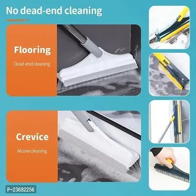 nbsp;2-in-1 Bathroom Cleaning Brush with Floor Scrubber  Wiper 120deg; Rotating Head Long Handle Perfect for Cleaning Hard Floors, Tiles, Bathtubs  Swimming Pools Ideal Cleansing Tool-thumb2