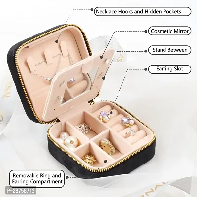 Leather Mini Jewelry Travel Case,Small Travel Jewelry Organizer, Portable Jewelry Box Travel Mini Storage Organizer Portable Display Storage Box For Rings Earrings Necklaces Giftsnbsp;-thumb3