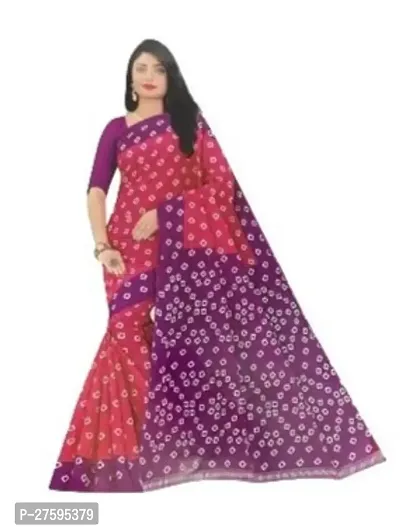 Women's Cotton Pochampally Printed Saree With Blouse Piece-thumb0