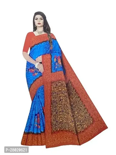 Women's Pure Cotton Self Design Saree with Blouse Piece/5.5 Meter Cotton Saree