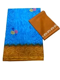 Women's Pure Cotton Self Design Saree with Blouse Piece/5.5 Meter Cotton Saree-thumb1