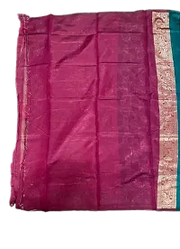 Women's Light Weight Banaras Silk Saree With Border Blouse Piece-thumb3