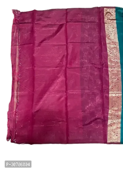 Women's Light Weight Banaras Silk Saree With Border Blouse Piece-thumb4