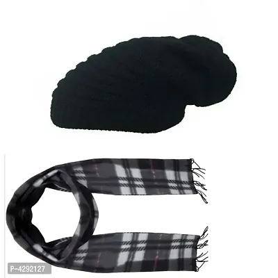 Stylish Woolen Cap With Muffler For Men