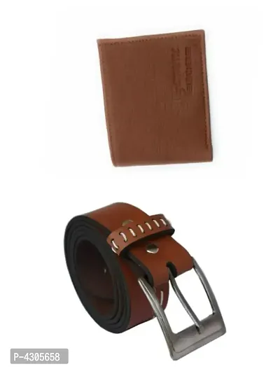 Stylish Leatherette Two Fold Wallet With Belt For Men-thumb0