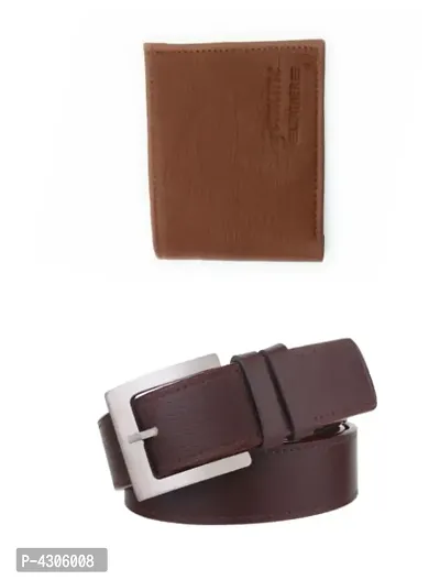 Stylish Leatherette Belt With Two Fold Wallet For Men-thumb0