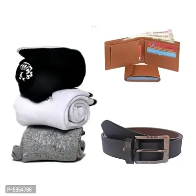 Combo Pack of  5 ( One Belt and One Wallet 3 Towel Socks )-thumb0