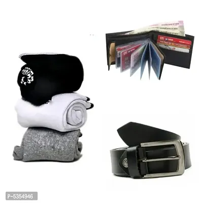 Combo Pack of  5 ( One Belt and One Wallet 3 Towel Socks )