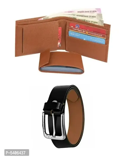 Stylish  Leatherite Belt With Wallet For Men Combo ( Pack Of 2 )-thumb0