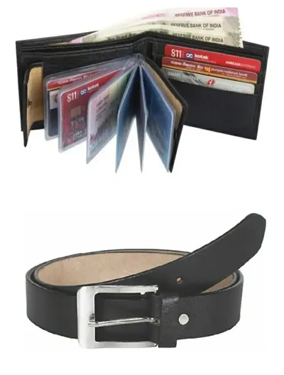 Stylish Leatherite Belt and Wallet
