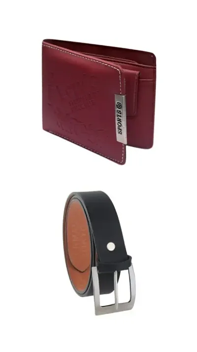 Elegant Two Fold Leatherette Wallet with Belt
