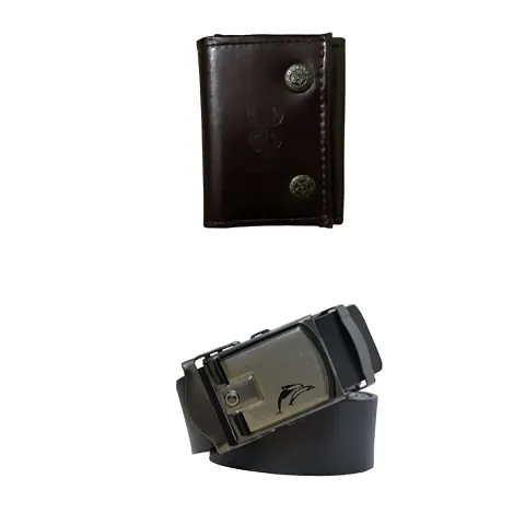 Elegant Leatherette Wallet And Belt For Men