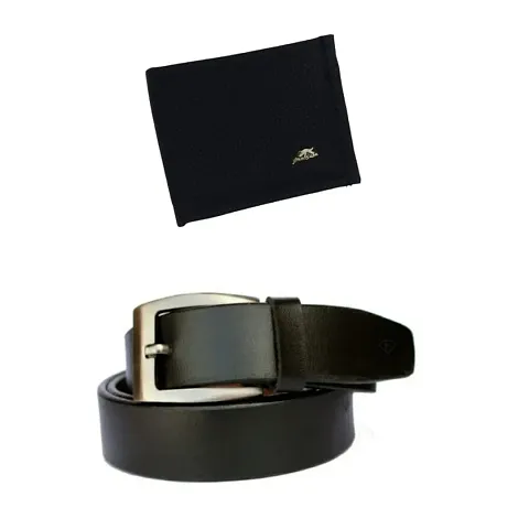 Stylish Leatherette Wallet With Belt Combo For Men