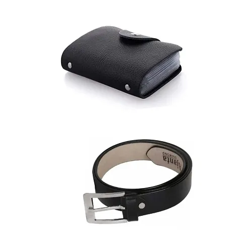 Stylish Leatherette Wallet With Belt Combo For Men