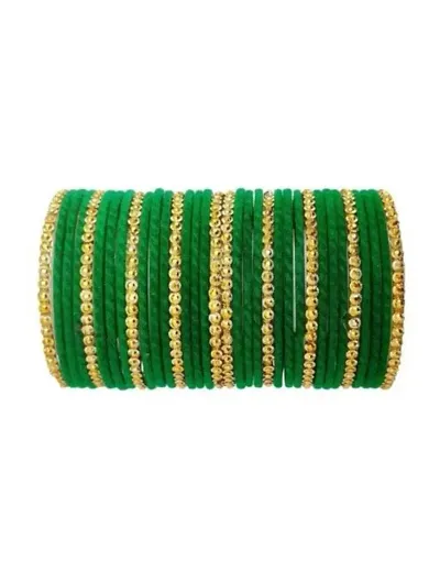 Anitya designer glass velvet bangles set for women and girls ( Pack of 34).