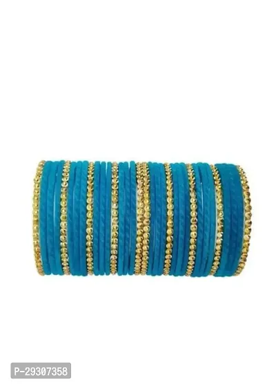 Anitya Golden Designer Glass Velvet Bangles Set For Women And Girls Pack Of 34.