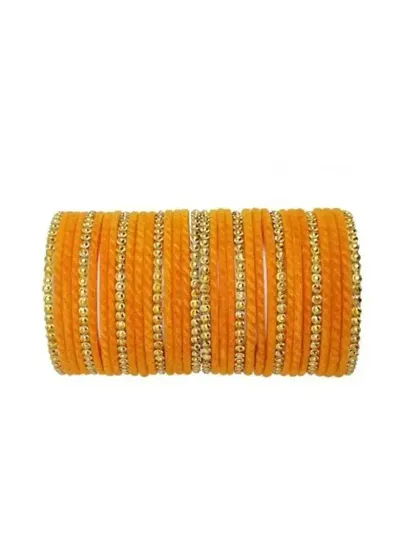 Anitya designer glass velvet bangles set for women and girls ( Pack of 34).