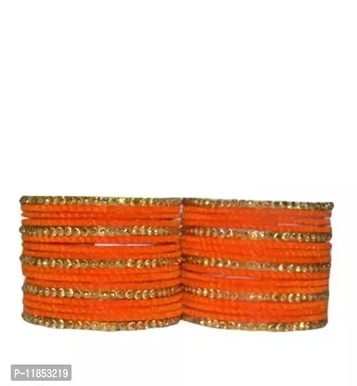 Anitya trendy velvet bangles set with golden designer for women and girls (pack of 34)