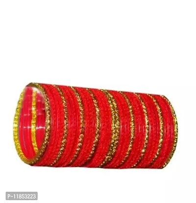Anitya trendy velvet bangles set with golden designer for women and girls (pack of 34)