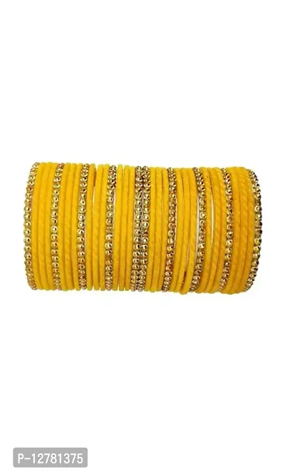Anitya golden designer glass velvet bangles set for women and girls ( Pack of 34).
