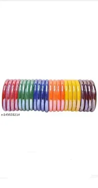 Anitya multicolour glossy glass plain bangle kada set for women and girls (pack of 24)-thumb1