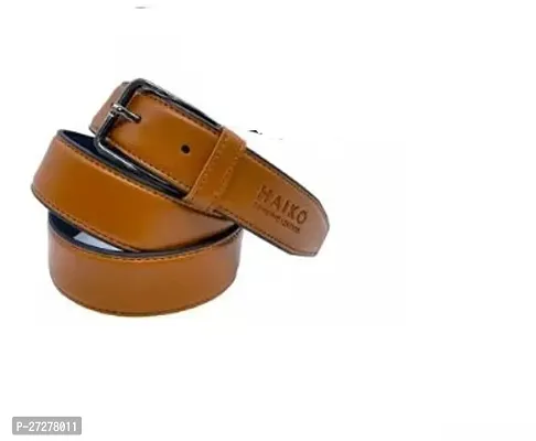 Elegant Tan Leather Solid Belt For Men-thumb0