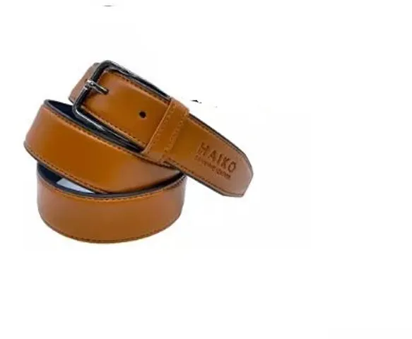 Elegant Tan Leather Solid Belt For Men