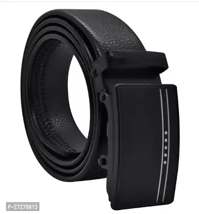 Elegant Black Leather Solid Belt For Men-thumb0