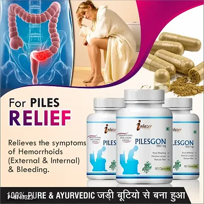 Pilesgon Herbal Capsules For Over Come Haemorrhoid 100% Ayurvedic Pack Of 3