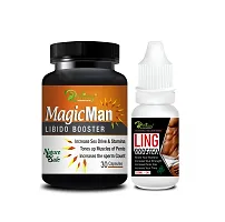 Mazic Man Herbal Capsules and Ling Booster Oil For Helps To Growth Your Penis Size and Increasing Stamina - 30 Capsules + 15 ML-thumb1