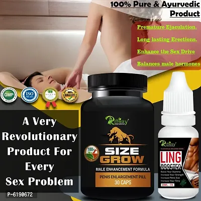 Size Grow Herbal Capsules and Ling Booster Oil For Extra power growth ling long Capsules for Men - 30 Capsules + 15 ML
