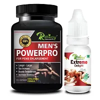 MenPro Herbal Capsules and Extreme Delight Oil For Big Dick Medicines Capsules Extra sex power growth sanda Capsules (30 Capsules+ 15 ML)-thumb1