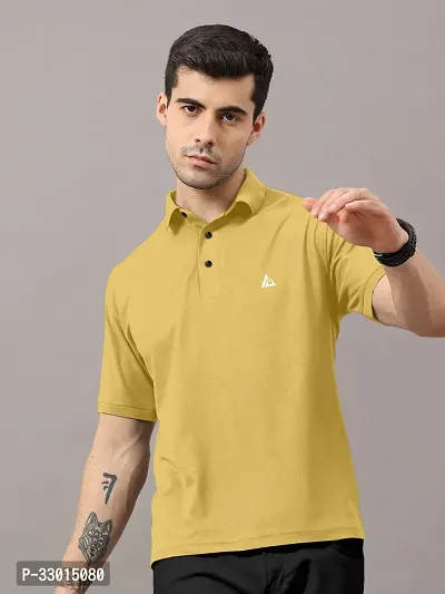 Comfortable Yellow Cotton Blend Polos For Men-thumb0