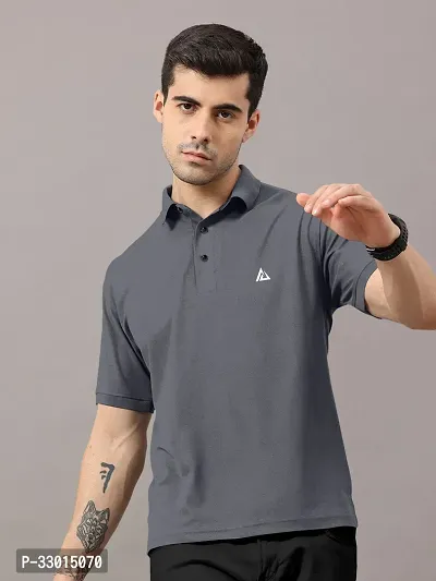 Comfortable Grey Cotton Blend Polos For Men-thumb0