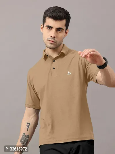 Comfortable Beige Cotton Blend Polos For Men-thumb0