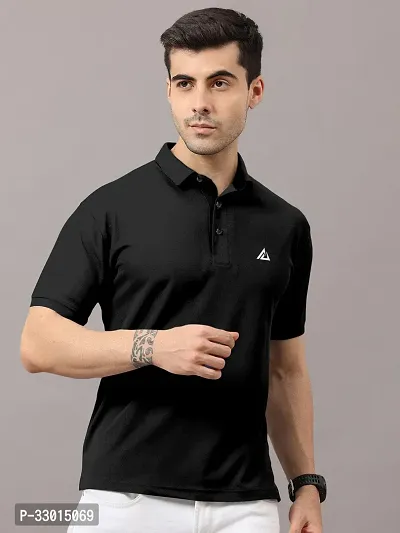 Comfortable Black Cotton Blend Polos For Men