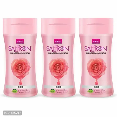 VI - JOHN Rose Chemical Free Saffron Body Lotion Enriched with Vitamin E, moisturizes skin upto 48 hour For Men and Women(pack of 3,250 Ml each)