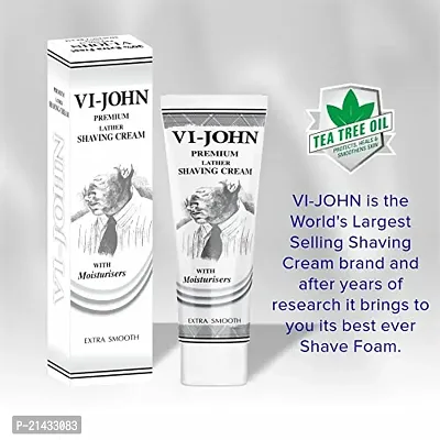 VI- JOHN Shaving Cream For Men, With Tea Tree Oil, Vitamin E and Bacti- Guard Formula, For All Skin Types, Heals, Moisturizes  Smoothens Skin-thumb3