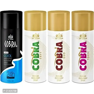 St.John Cobra Deo Cool  Envy  Oud  Toxic Deodorant Spray - For Men  Women (600 Ml, Pack Of 4)