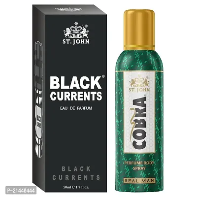 ST.JOHN Cobra Deodrant No Gas Real Man 100ml  Black Current 50ml Perfume Combo Pack Perfume Body Spray - For Men  Women 150 ml, Pack of 2-thumb0