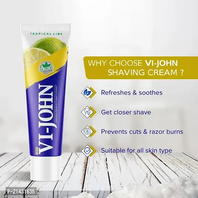 VI- JOHN Shaving Cream For Men, With Tea Tree Oil, Vitamin E and Bacti- Guard Formula, For All Skin Types, Heals, Moisturizes  Smoothens Skin-thumb3