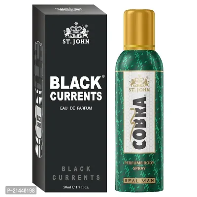 ST.JOHN Cobra Deodrant No Gas Real Man 100ml  Black Current 50ml Perfume Combo Pack Perfume Body Spray - For Men  Women 150 ml, Pack of 2-thumb0