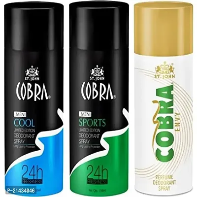 St.John Cobra Deo Cool  Sports  Envy Deodorant Spray - For Men  Women (450 Ml, Pack Of 3)-thumb0