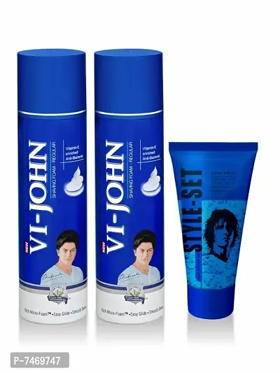 VI-JOHN Shave Foam 250 gm (Pack of 2) + Hair Gel (3 Items in the set)-thumb0