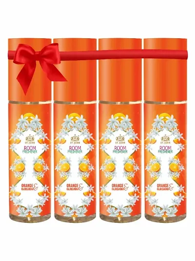 ST-JOHN Room Freshener | Long Lasting Fragrance | Orange  Rajnigandha | Combo Pack of 4 Spray (4 x 250 ml)