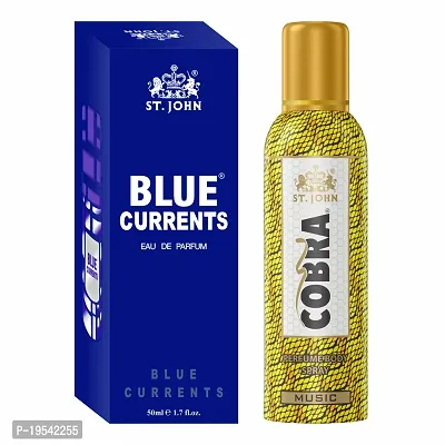 ST. JOHN Cobra Deo No Gas Music Deodorant Body Spray (100ML) and Blue Current 50ML Perfume (2 Items in the set)-thumb0