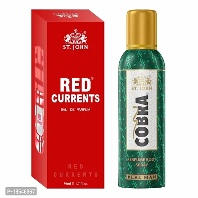 ST. JOHN Cobra Deo No Gas Real Man Deodorant Body Spray (100ML) and Red Current 50ML Perfume (2 Items in the set)