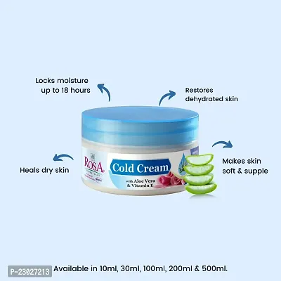 Rosa Cold Cream with Aloe Vera and Vitamin E with natural Oils | For skin softening |Pack of 2 | Each 200 Ml | For Men and Women-thumb3